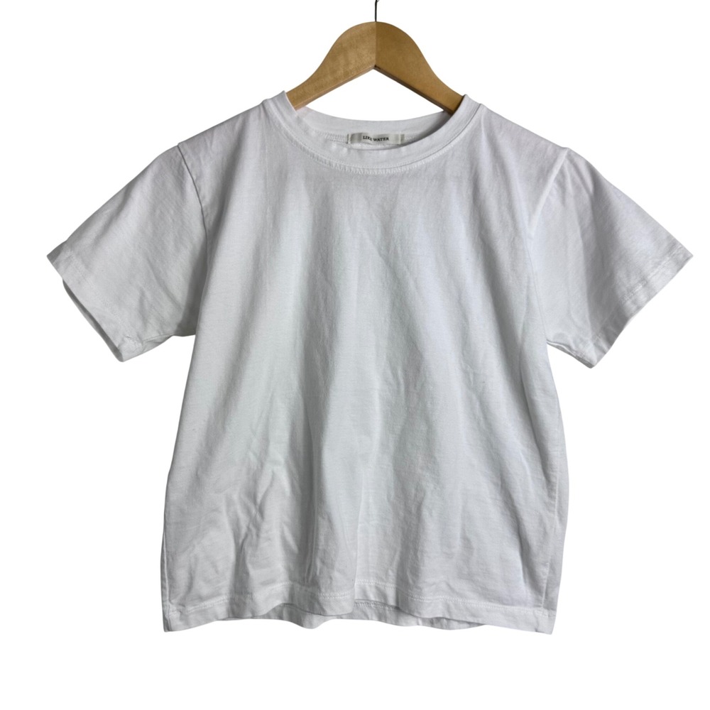 Like Water White Short Sleeve Crewneck T-Shirt Made in Korea Minimalist Tee